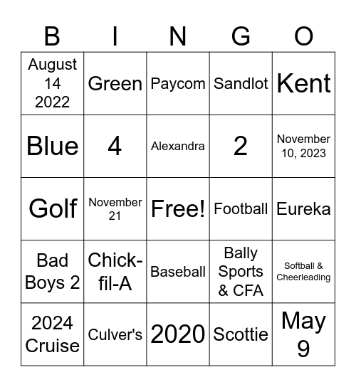 Get to Know Mitch and Tay Bingo Card