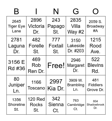 REAL ESTATE BINGO Card