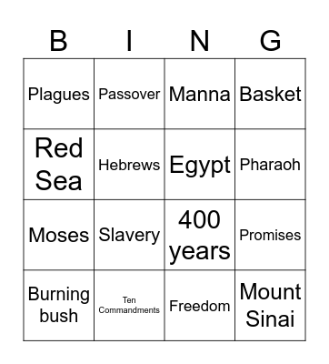 Exodus Bingo Card