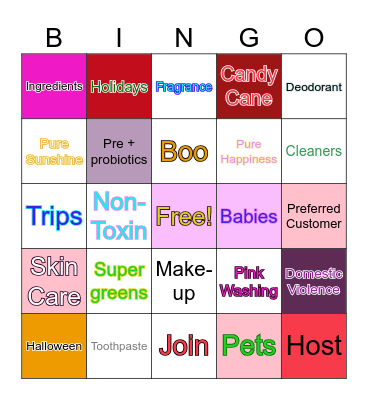 October's Pure Haven Bingo Card