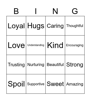 Grandparents Day Bingo Card