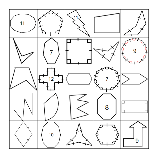 Classifying Polygons Bingo Card