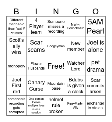 Hard Life Bingo Card