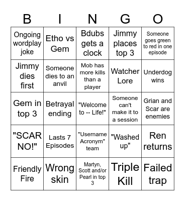 Life Bingo Card
