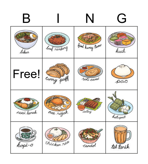 Malaysian Delights Bingo Card