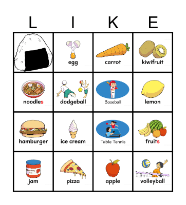 What do you like? Let’s try - Unit 5 Bingo Card