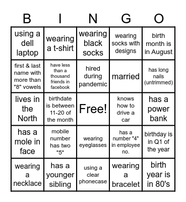 Design Dep't. BINGO Card