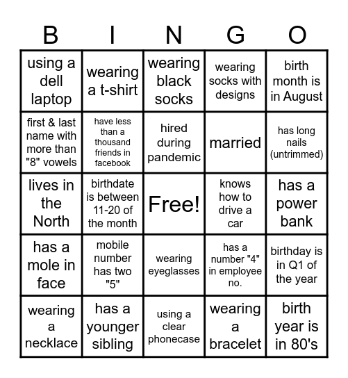 Design Dep't. BINGO Card