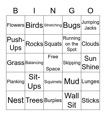 Spring into Fitness Bingo Card