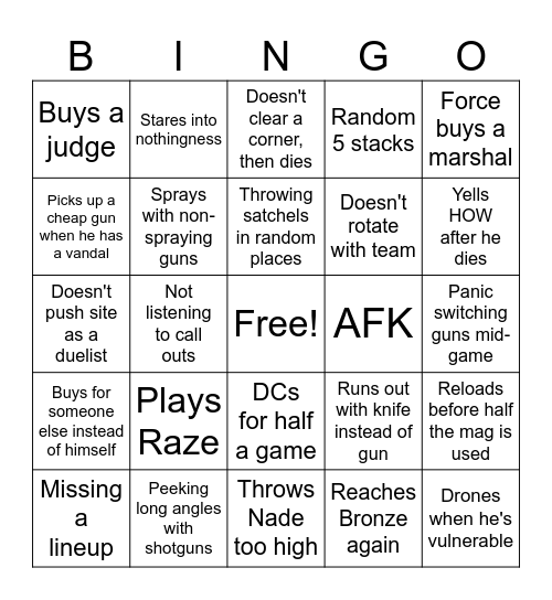 FAMI VALORANT BINGO Card