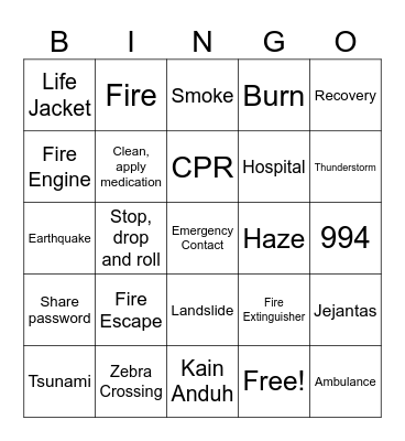 EMERGENCY !!! Bingo Card