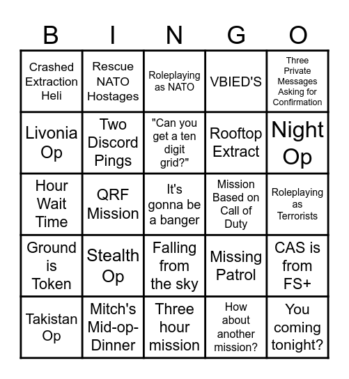 Mitch Zeus Op Bingo Card