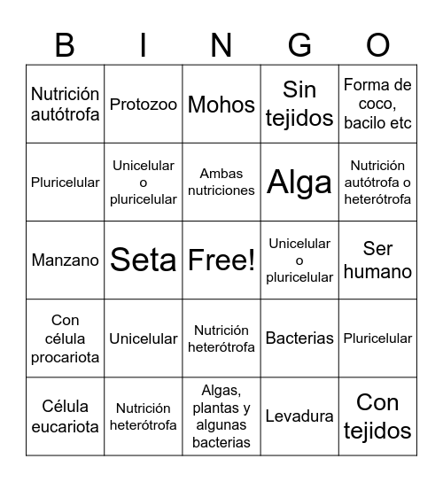 Bingo sobre los cinco reinos Bingo Card