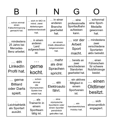 Finde eine Person, die... Bingo Card