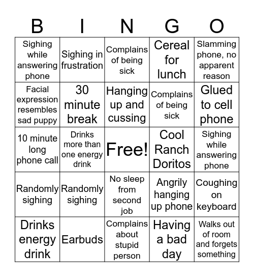 Jared Bingo Card