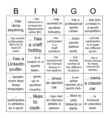 Find a person who... Bingo Card