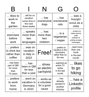 Find the Person who... Bingo Card