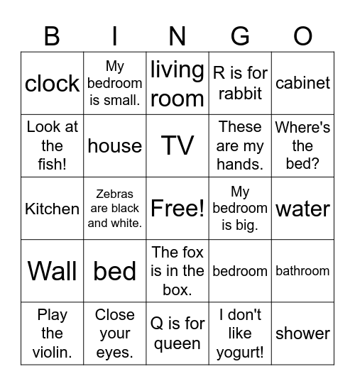 Homes Bingo Card