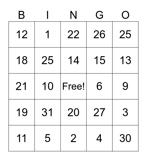Los Numeros Bingo Card