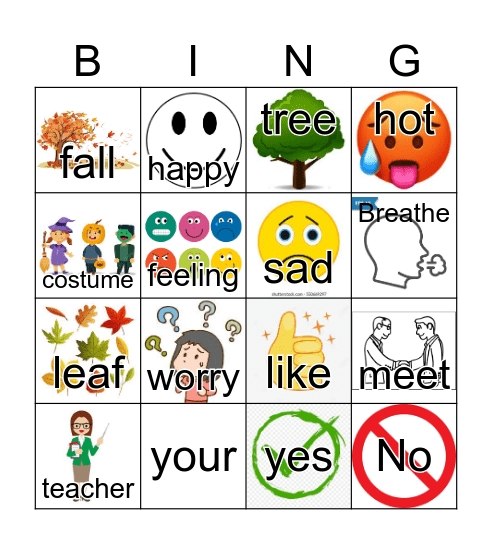 ASL Lesson 2 Bingo Card