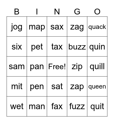 Word Boxes 17-21 Bingo Card
