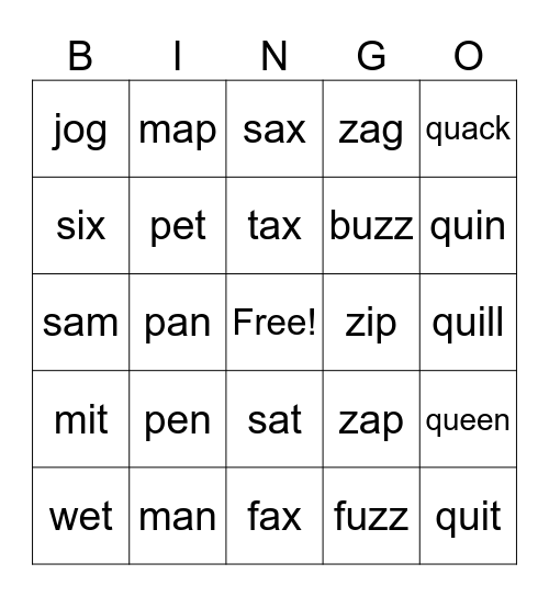 Word Boxes 17-21 Bingo Card