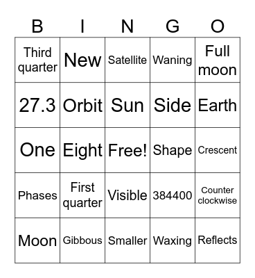 Moon Bingo Card