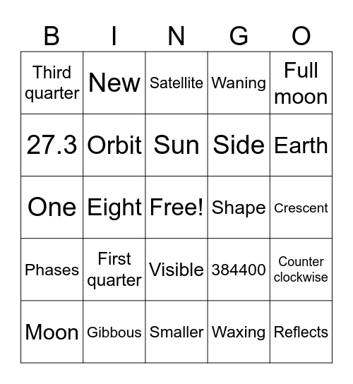 Moon Bingo Card