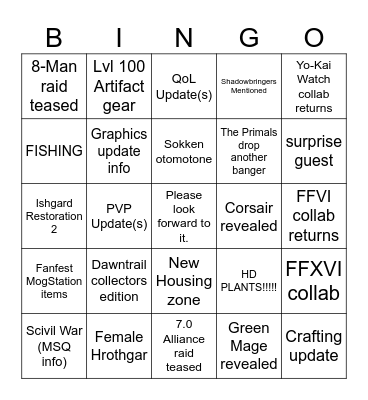 EU Fanfest Keynote Bingo Card