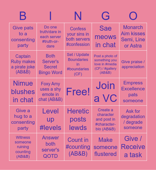 AB&B / CF Bingo Card