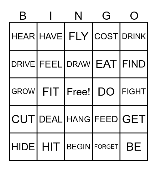 IRREGULAR VERBS Bingo Card