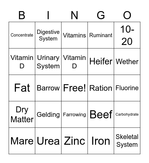 Chapter 26 Review Bingo Card