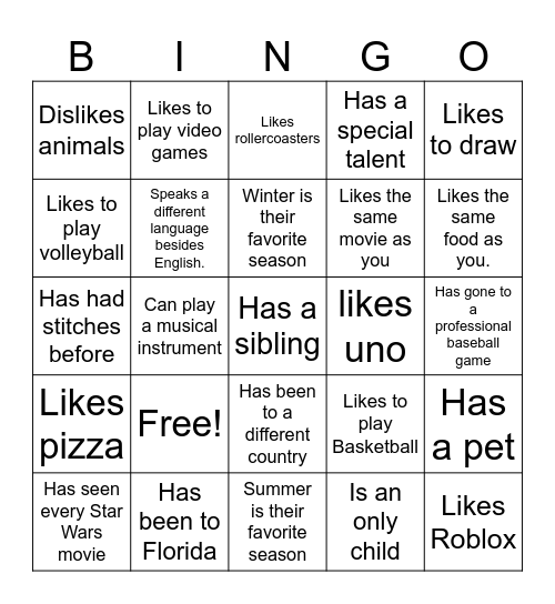 Find Someone Who... Bingo Card