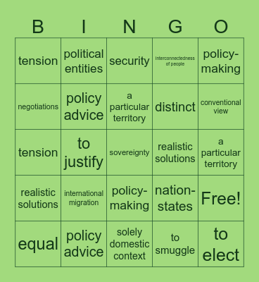 Module 1 Bingo Card