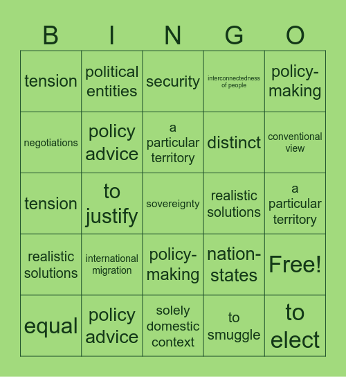 Module 1 Bingo Card