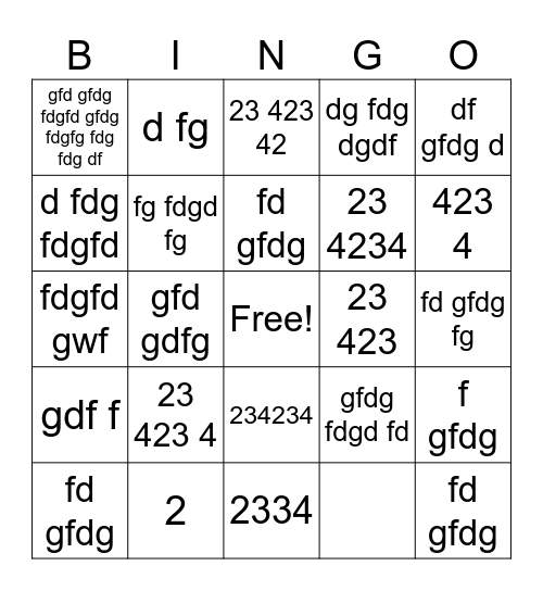 dffdg fdgfdg Bingo Card