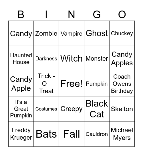 HALLOWEEN BINGO Card