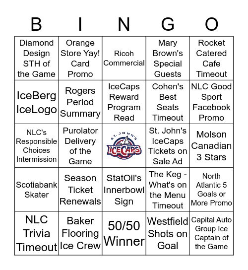 IceCaps Marketing Meeting Bingo Card