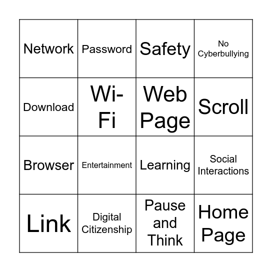 The Internet Bingo Card