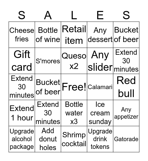 Additional Sales!! Bingo Card