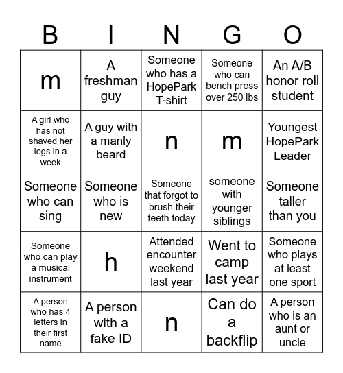 BINGO MIXER Bingo Card