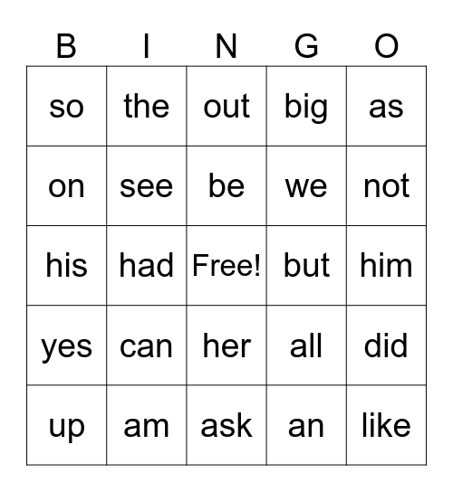KinderPals - October 25 Bingo Card
