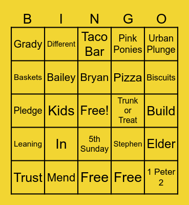 4th Sunday BINGO Card