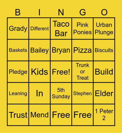 4th Sunday BINGO Card
