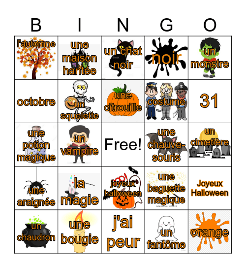 Game day - Jeu de Halloween Bingo Card