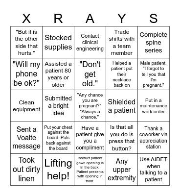 RAD TECH BINGO Card