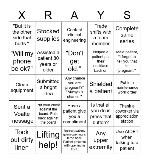 RAD TECH BINGO Card