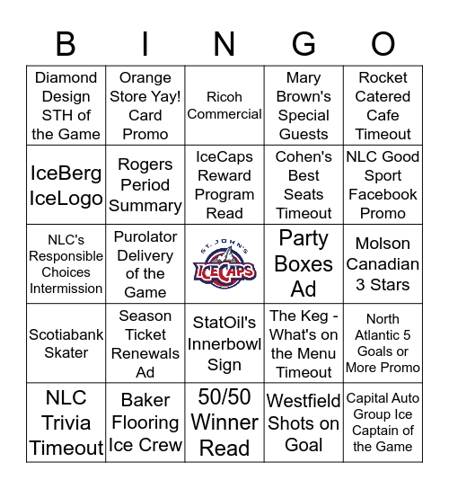 IceCaps Marketing Meeting Bingo Card