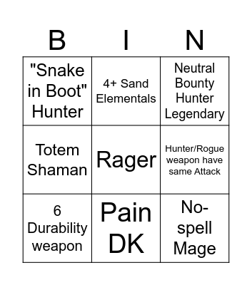 "Showdown in the Badlands" Predictions Bingo Card