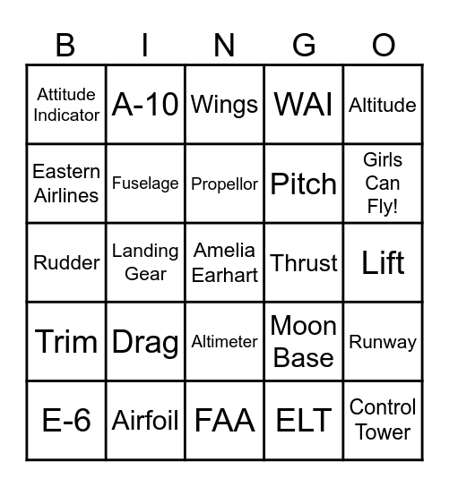 AVIATION Bingo Card